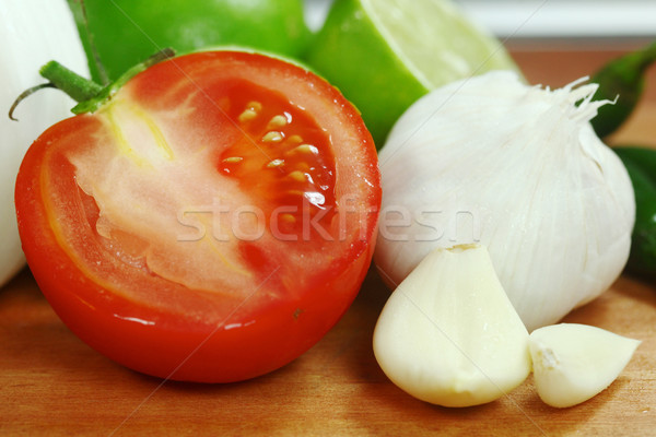 Salsa hozzávalók avokádó paradicsomok paprikák étel Stock fotó © tobkatrina