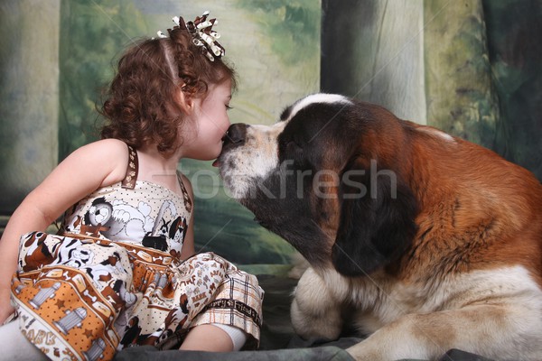 Imádnivaló gyermek szent kutyakölyök kutya szeretet Stock fotó © tobkatrina