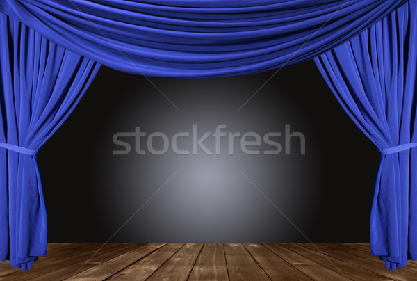 Stock photo: Old fashioned, elegant theater stage with velvet curtains.