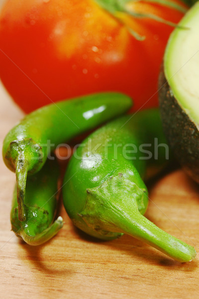 Salsa Ingredients of Avocado, Cilantro, Tomatoes and Peppers Stock photo © tobkatrina