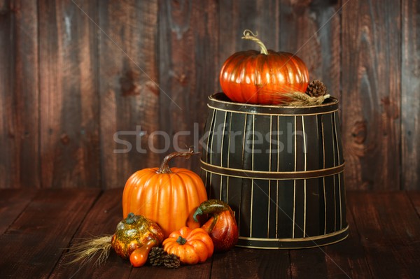 Fall Themed Scene With Pumpkins on Wood  Stock photo © tobkatrina