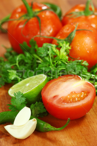 Salsa hozzávalók avokádó paradicsomok paprikák étel Stock fotó © tobkatrina