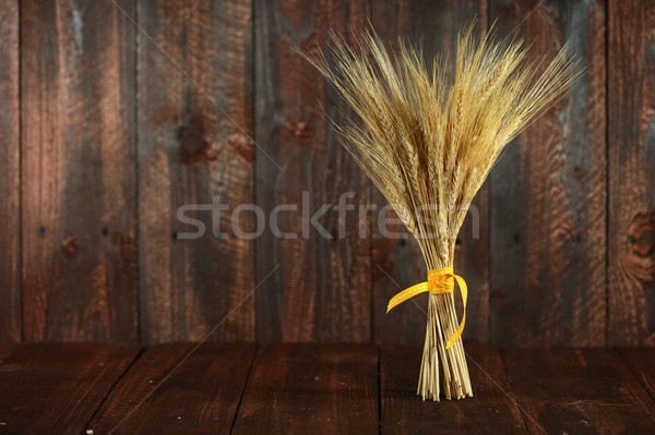 Wheat Grain Stalks on Grunge Wooden Background Stock photo © tobkatrina