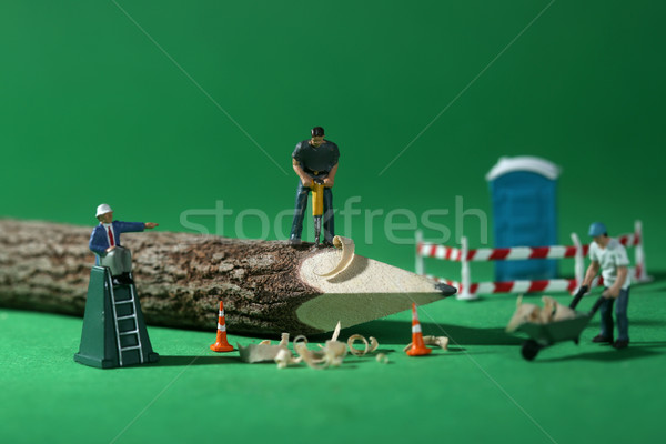Construction Workers in Conceptual Imagery With Pencil Stock photo © tobkatrina