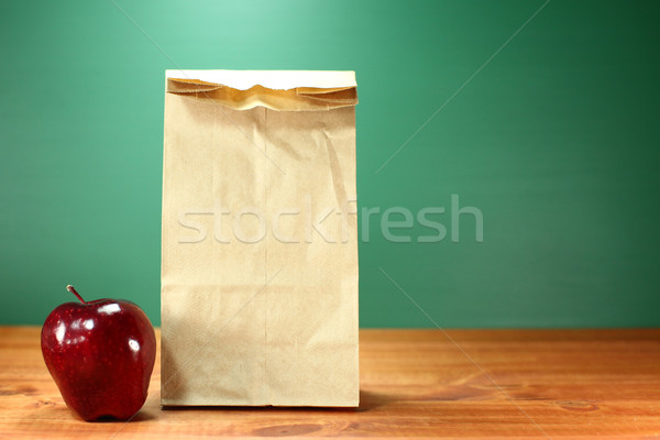 Stock foto: Schule · Mittagessen · Sack · Sitzung · Lehrer · Schreibtisch