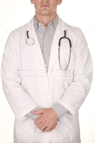 Male Doctor Wearing Stethoscope on White Background Stock photo © tobkatrina