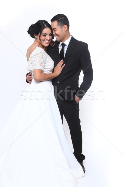 Szczęśliwy ślub para miłości piękna kwiaty Zdjęcia stock © tobkatrina