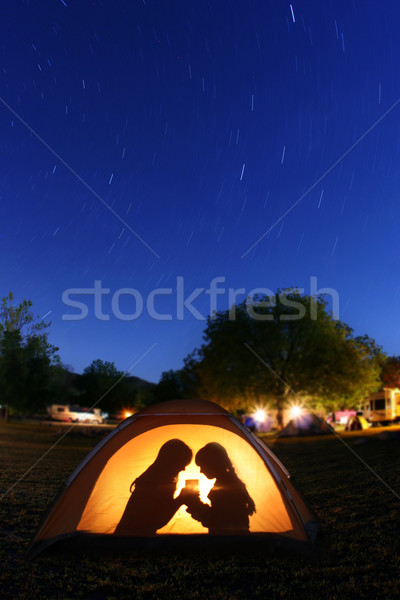 Children Camping at Night in a Tent Stock photo © tobkatrina