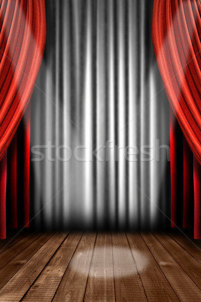 Stock photo: Vertical Stage Drapes With Spot Light