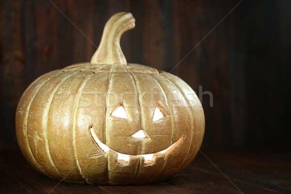 Halloween Pumpkin on Wood Grunge Rustick Background Stock photo © tobkatrina