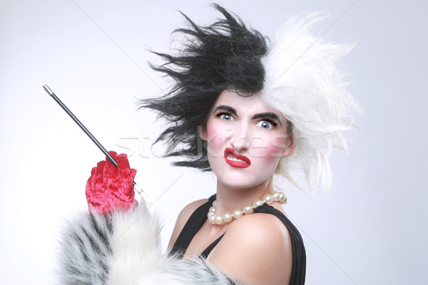 Evil Angry Woman With Crazy Hair Stock photo © tobkatrina
