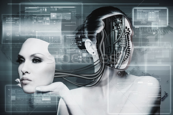 Biomechanical Woman, abstract futuristic backgrounds for your de Stock photo © tolokonov