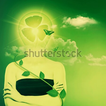 Bio energy and eco protection concept. Female abstract portrait Stock photo © tolokonov