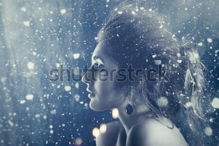 Ice Queen, abstract female portrait with iced texture Stock photo © tolokonov