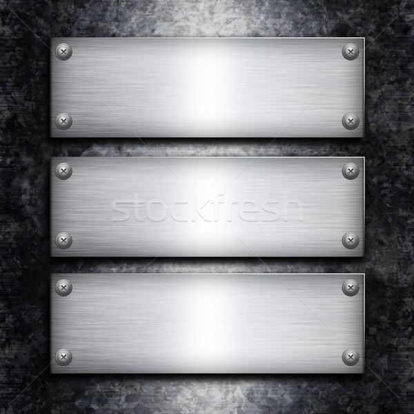 Brushed steel plate over galvanized metall background for your d Stock photo © tolokonov