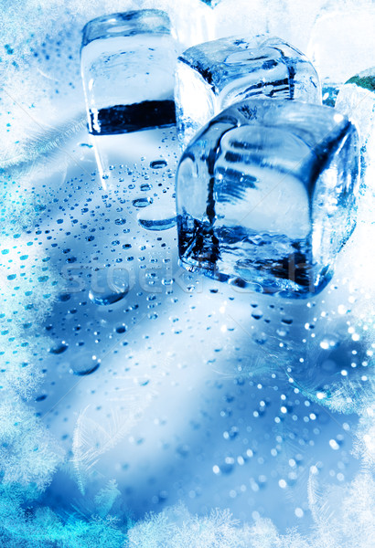 Eiswürfel wet Hintergrund eingefroren Textur Wasser Stock foto © tolokonov