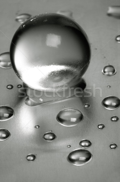 Absztrakt vízcseppek acél felület víz fém Stock fotó © tolokonov