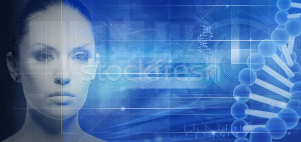 Biotechnologie genetische Engineering abstrakten Hintergrund Gesicht Stock foto © tolokonov