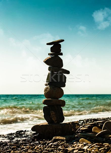 Pebble tower, abstract marine still life for your design Stock photo © tolokonov