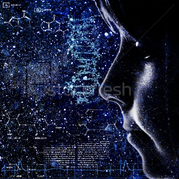 Evolution. Abstract science backrounds with female portrait Stock photo © tolokonov