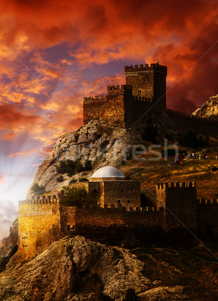 Old castle on the Black Sea coast. Ukraine, Crimea Stock photo © tolokonov