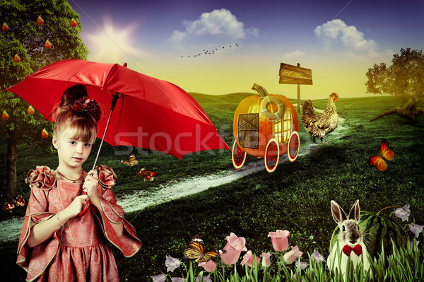 Wonderland. Abstract fairy tale backgrounds with young princess Stock photo © tolokonov