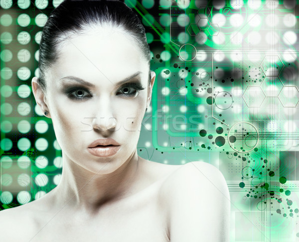 Adult pretty woman stylish portrait. Skin texture saved Stock photo © tolokonov