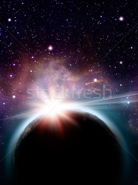 Rising sun under the Earth planet, abstract backgrounds Stock photo © tolokonov