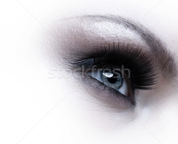 Human eye with eyelashes over white background Stock photo © tolokonov