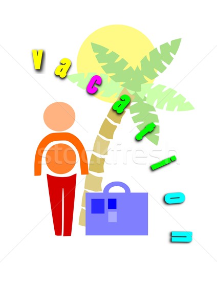 Man go to holidays - colorful illustration. Stock photo © tomasz_parys