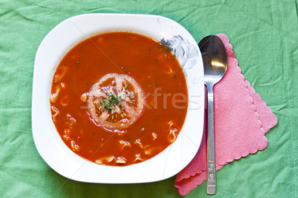 Crema di pomodoro pomodoro tradizionale zuppa verde tavola Foto d'archivio © tomasz_parys