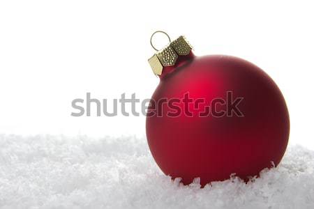 Foto d'archivio: Natale · decorazione · rosso · gingillo · artificiale · neve