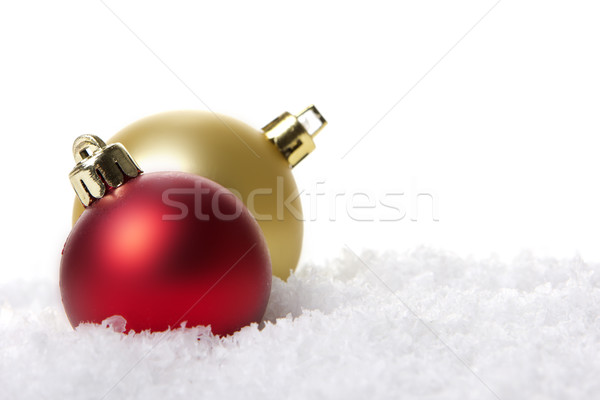 Zdjęcia stock: Christmas · czerwony · żółty · złoty · śniegu