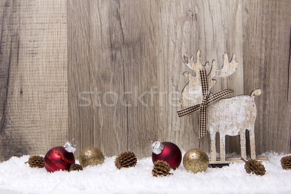 Christmas ozdoba dekoracji drewna śniegu złota Zdjęcia stock © Tomjac1980