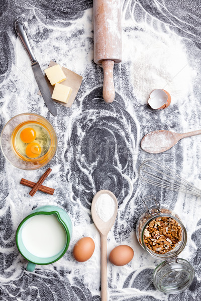 Baking and cooking concept, variety of ingredients and utensils Stock photo © tommyandone