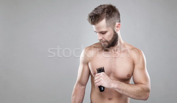 Jóképű szakállas férfi körülvágó el test Stock fotó © tommyandone