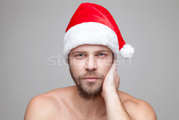 Foto stock: Homem · bonito · barba · natal · seis · retrato