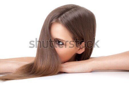 Belle brunette longtemps cheveux raides jeunes mode [[stock_photo]] © tommyandone