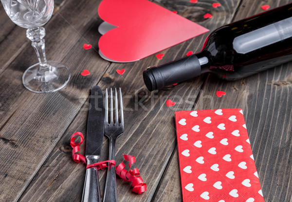 Romantic cină set rustic alimente Imagine de stoc © tommyandone