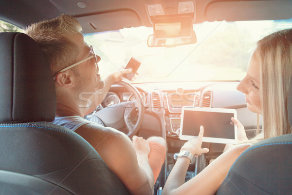 Jeunes voiture jeunes gens heureux femme [[stock_photo]] © tommyandone