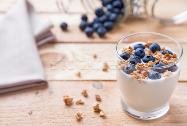 Nutritious and healthy yoghurt with blueberries and cereal Stock photo © tommyandone
