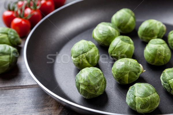 Fresh organic brussel sprouts in a frying pan Stock photo © tommyandone