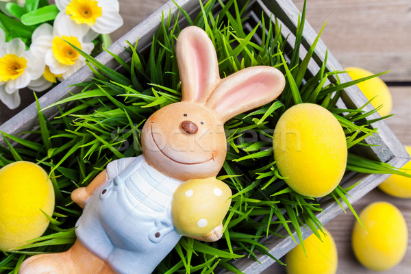 Ostern Urlaub bunny Eier Blumen traditionellen Stock foto © tommyandone