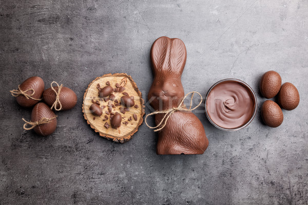 Stockfoto: Chocolade · Easter · Bunny · eieren · houten · heerlijk · Pasen