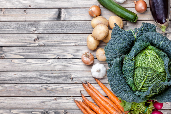 Fresh organic bio vegetables on wooden background Stock photo © tommyandone