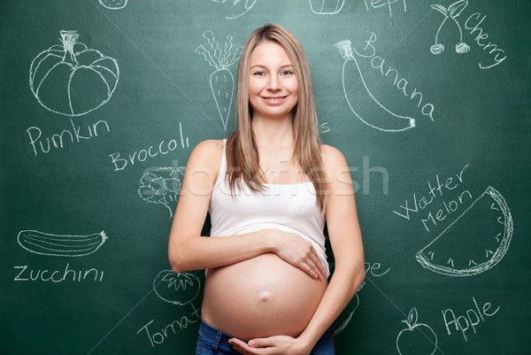 Egészséges étkezés terhesség diéta nő gyümölcs egészség Stock fotó © tommyandone
