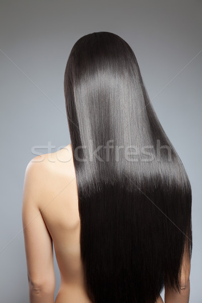 Zdjęcia stock: Długo · proste · włosy · widok · z · tyłu · kobieta · dziewczyna · moda