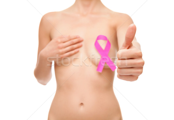 Vrouw borstkanker bewustzijn lint roze medische Stockfoto © tommyandone