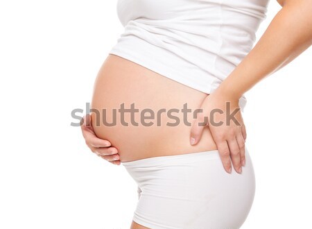 Femeie gravida dureri de spate portret femeie copil dragoste Imagine de stoc © tommyandone