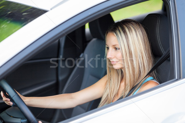 若い女性 運転 車両 後ろ ハンドル 少女 ストックフォト © tommyandone
